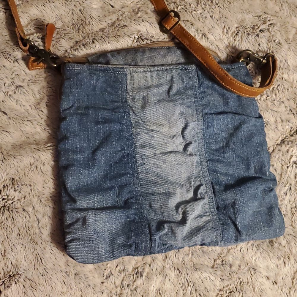 Myra Bag womens Star Denim Upcycled Canvas Cotton & Leather Shoulder Bag - Picture 4 of 6